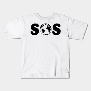 SOS – Earth Overshoot Day / Climate Change (Black) Kids T-Shirt